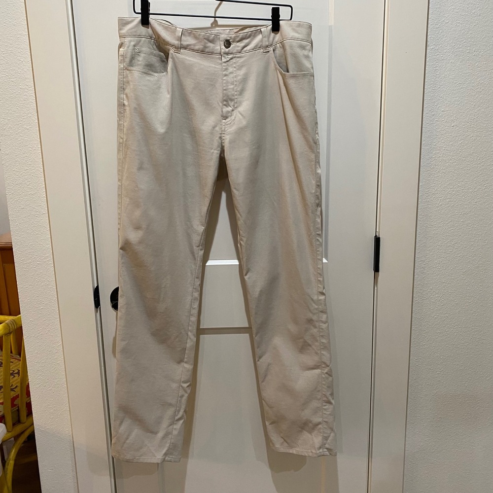 Peter Millar eb66 Performance Pants Mens Tan Five Pocket Golf Trousers 35x32